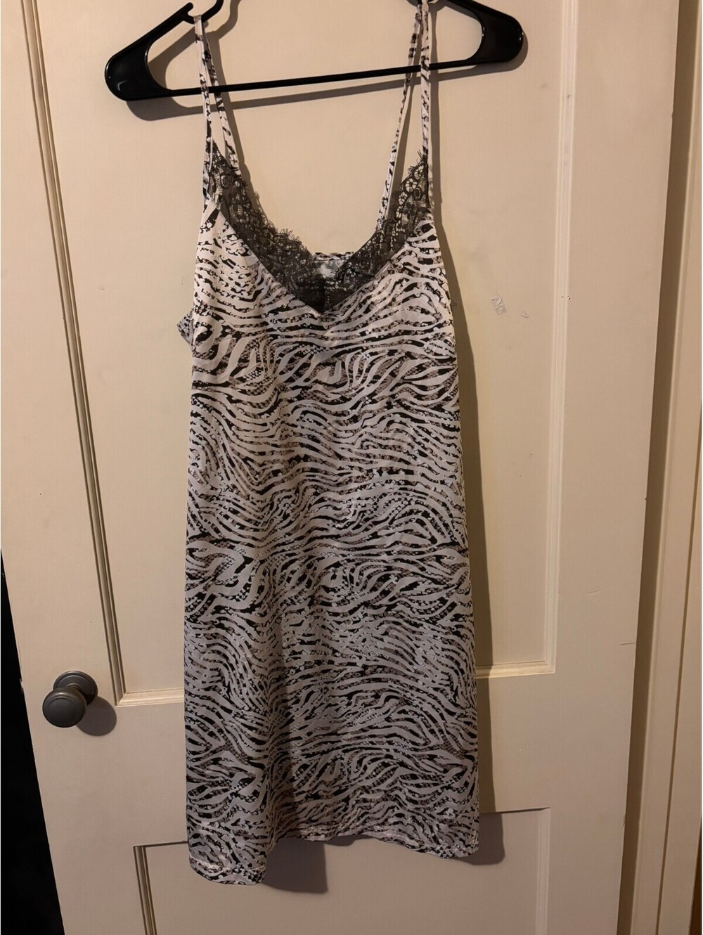 Catherine Malandrino Zebra Print Slip  with Lace Trim